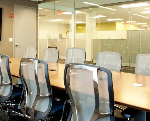 Conference room with glass wall